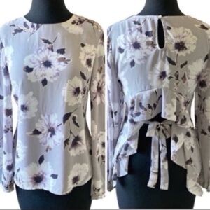 Sugarlips Floral Ruffle Tie-Back Blouse